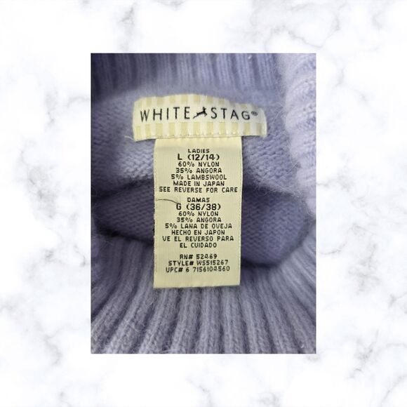 White Stag Sweater Women's Size L Periwinkle Turtleneck Angora Wool Blend - Picture 4 of 6